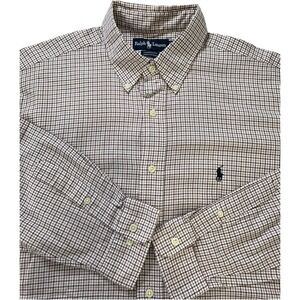 Ralph Lauren Men's Plaid Button Down Shirt‎ Varmouth 100% Cotton Long Sleeve